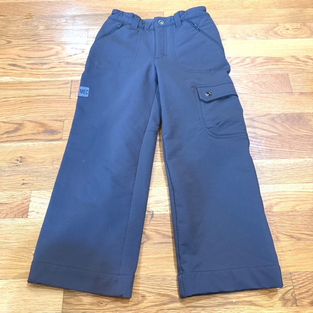 MEC Kids Gray Softshell Cargo Hiking Pants Stretch Outdoor Activewear
